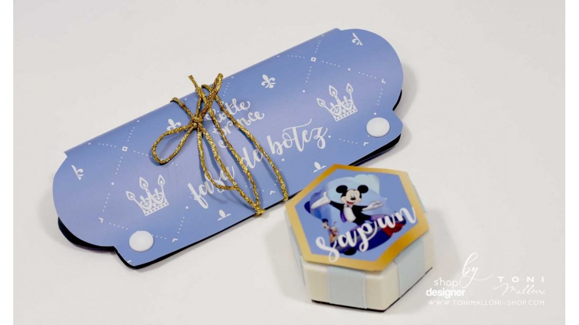 Trusou de botez Mickey Mouse personalizat grafic prin coasere cu imagini Disney Royal The King 14